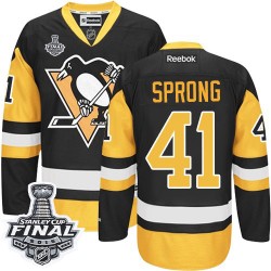 Men's Reebok Pittsburgh Penguins 41 Daniel Sprong Premier Black/Gold Third 2016 Stanley Cup Final Bound NHL Jersey