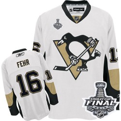 Men's Reebok Pittsburgh Penguins 16 Eric Fehr Authentic White Away 2016 Stanley Cup Final Bound NHL Jersey