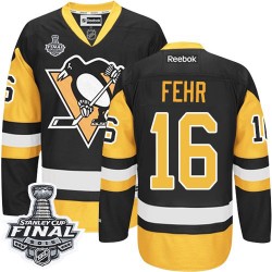 Men's Reebok Pittsburgh Penguins 16 Eric Fehr Premier Black/Gold Third 2016 Stanley Cup Final Bound NHL Jersey
