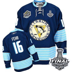 Men's Reebok Pittsburgh Penguins 16 Eric Fehr Premier Navy Blue Third Vintage 2016 Stanley Cup Final Bound NHL Jersey