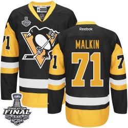 Youth Reebok Pittsburgh Penguins 71 Evgeni Malkin Authentic Black/Gold Third 2016 Stanley Cup Final Bound NHL Jersey