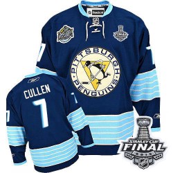Men's Reebok Pittsburgh Penguins 7 Matt Cullen Authentic Navy Blue Third Vintage 2016 Stanley Cup Final Bound NHL Jersey