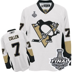 Men's Reebok Pittsburgh Penguins 7 Matt Cullen Authentic White Away 2016 Stanley Cup Final Bound NHL Jersey
