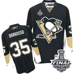 Men's Reebok Pittsburgh Penguins 35 Tom Barrasso Authentic Black Home 2016 Stanley Cup Final Bound NHL Jersey