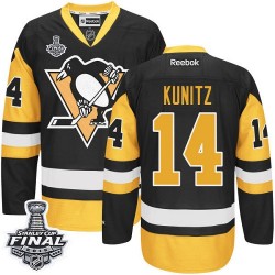 Men's Reebok Pittsburgh Penguins 14 Chris Kunitz Premier Black/Gold Third 2016 Stanley Cup Final Bound NHL Jersey