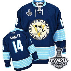 Men's Reebok Pittsburgh Penguins 14 Chris Kunitz Premier Navy Blue Third Vintage 2016 Stanley Cup Final Bound NHL Jersey