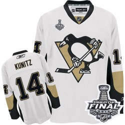 Men's Reebok Pittsburgh Penguins 14 Chris Kunitz Premier White Away 2016 Stanley Cup Final Bound NHL Jersey
