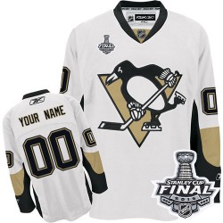 Men's Reebok Pittsburgh Penguins Customized Premier White Away 2016 Stanley Cup Final Bound NHL Jersey