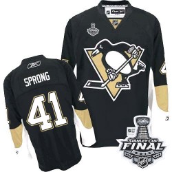 Men's Reebok Pittsburgh Penguins 41 Daniel Sprong Premier Black Home 2016 Stanley Cup Final Bound NHL Jersey