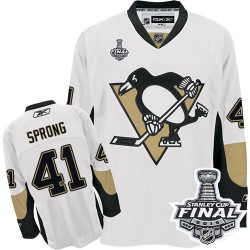 Men's Reebok Pittsburgh Penguins 41 Daniel Sprong Premier White Away 2016 Stanley Cup Final Bound NHL Jersey