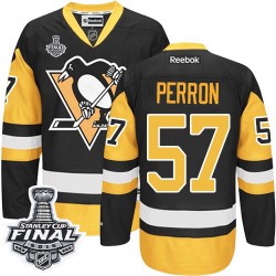 Men's Reebok Pittsburgh Penguins 57 David Perron Authentic Black/Gold Third 2016 Stanley Cup Final Bound NHL Jersey