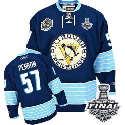 Men's Reebok Pittsburgh Penguins 57 David Perron Authentic Navy Blue Third Vintage 2016 Stanley Cup Final Bound NHL Jersey