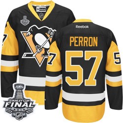 Men's Reebok Pittsburgh Penguins 57 David Perron Premier Black/Gold Third 2016 Stanley Cup Final Bound NHL Jersey