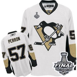 Men's Reebok Pittsburgh Penguins 57 David Perron Premier White Away 2016 Stanley Cup Final Bound NHL Jersey