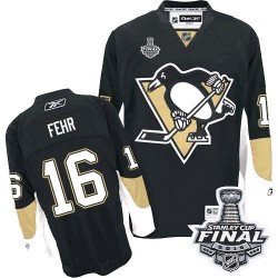 Men's Reebok Pittsburgh Penguins 16 Eric Fehr Authentic Black Home 2016 Stanley Cup Final Bound NHL Jersey