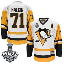 Men's CCM Pittsburgh Penguins 71 Evgeni Malkin Authentic White Throwback 2016 Stanley Cup Final Bound NHL Jersey