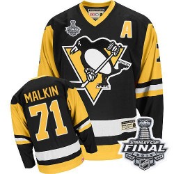 Men's CCM Pittsburgh Penguins 71 Evgeni Malkin Premier Black Throwback 2016 Stanley Cup Final Bound NHL Jersey