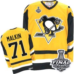 Men's CCM Pittsburgh Penguins 71 Evgeni Malkin Premier Gold Throwback 2016 Stanley Cup Final Bound NHL Jersey