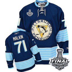 Men's Reebok Pittsburgh Penguins 71 Evgeni Malkin Authentic Navy Blue Third Vintage 2016 Stanley Cup Final Bound NHL Jersey
