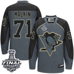 Men's Reebok Pittsburgh Penguins 71 Evgeni Malkin Premier Charcoal Cross Check Fashion 2016 Stanley Cup Final Bound NHL Jersey