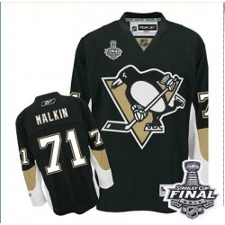 Youth Reebok Pittsburgh Penguins 71 Evgeni Malkin Authentic Black Home 2016 Stanley Cup Final Bound NHL Jersey