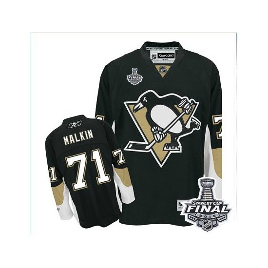 Youth Reebok Pittsburgh Penguins 71 Evgeni Malkin Authentic Black Home 2016 Stanley Cup Final Bound NHL Jersey