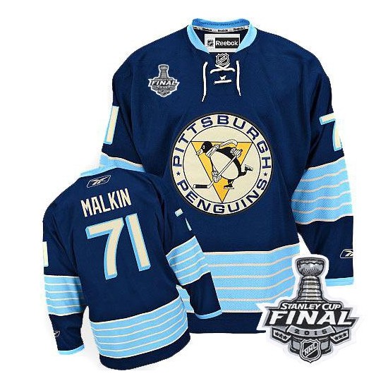 Youth Reebok Pittsburgh Penguins 71 Evgeni Malkin Authentic Navy Blue Third Vintage 2016 Stanley Cup Final Bound NHL Jersey