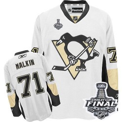 Youth Reebok Pittsburgh Penguins 71 Evgeni Malkin Authentic White Away 2016 Stanley Cup Final Bound NHL Jersey
