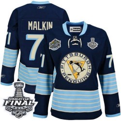 Women's Reebok Pittsburgh Penguins 71 Evgeni Malkin Premier Navy Blue Third Vintage 2016 Stanley Cup Final Bound NHL Jersey