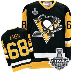Men's CCM Pittsburgh Penguins 68 Jaromir Jagr Authentic Black Throwback 2016 Stanley Cup Final Bound NHL Jersey