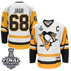 Men's CCM Pittsburgh Penguins 68 Jaromir Jagr Authentic White Throwback 2016 Stanley Cup Final Bound NHL Jersey