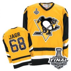 Men's CCM Pittsburgh Penguins 68 Jaromir Jagr Authentic Yellow Throwback 2016 Stanley Cup Final Bound NHL Jersey
