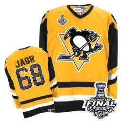 Men's CCM Pittsburgh Penguins 68 Jaromir Jagr Premier Yellow Throwback 2016 Stanley Cup Final Bound NHL Jersey