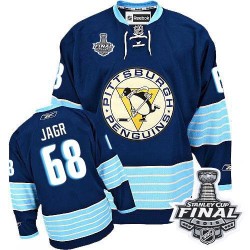 Men's Reebok Pittsburgh Penguins 68 Jaromir Jagr Authentic Navy Blue Third Vintage 2016 Stanley Cup Final Bound NHL Jersey