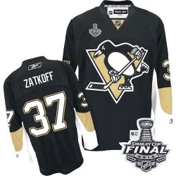 Men's Reebok Pittsburgh Penguins 37 Jeff Zatkoff Authentic Black Home 2016 Stanley Cup Final Bound NHL Jersey