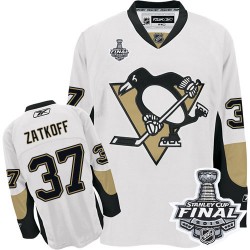 Men's Reebok Pittsburgh Penguins 37 Jeff Zatkoff Authentic White Away 2016 Stanley Cup Final Bound NHL Jersey