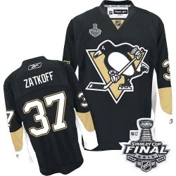 Men's Reebok Pittsburgh Penguins 37 Jeff Zatkoff Premier Black Home 2016 Stanley Cup Final Bound NHL Jersey