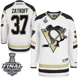 Men's Reebok Pittsburgh Penguins 37 Jeff Zatkoff Premier White 2014 Stadium Series 2016 Stanley Cup Final Bound NHL Jersey