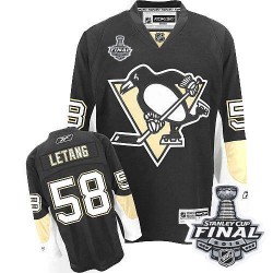Men's Reebok Pittsburgh Penguins 58 Kris Letang Authentic Black Home 2016 Stanley Cup Final Bound NHL Jersey