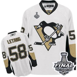 Men's Reebok Pittsburgh Penguins 58 Kris Letang Authentic White Away 2016 Stanley Cup Final Bound NHL Jersey