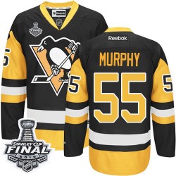 Men's Reebok Pittsburgh Penguins 55 Larry Murphy Premier Black/Gold Third 2016 Stanley Cup Final Bound NHL Jersey