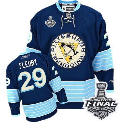 Men's Reebok Pittsburgh Penguins 29 Marc-Andre Fleury Authentic Navy Blue Third Vintage 2016 Stanley Cup Final Bound NHL Jersey