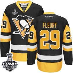 Men's Reebok Pittsburgh Penguins 29 Marc-Andre Fleury Premier Black/Gold Third 2016 Stanley Cup Final Bound NHL Jersey