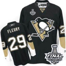 Youth Reebok Pittsburgh Penguins 29 Marc-Andre Fleury Authentic Black Home 2016 Stanley Cup Final Bound NHL Jersey