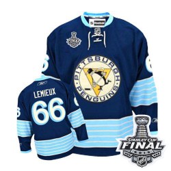 Men's Reebok Pittsburgh Penguins 66 Mario Lemieux Authentic Navy Blue Third Vintage 2016 Stanley Cup Final Bound NHL Jersey
