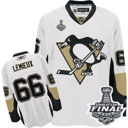 Men's Reebok Pittsburgh Penguins 66 Mario Lemieux Premier White Away 2016 Stanley Cup Final Bound NHL Jersey