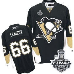 Youth Reebok Pittsburgh Penguins 66 Mario Lemieux Authentic Black Home 2016 Stanley Cup Final Bound NHL Jersey