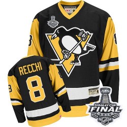 Men's CCM Pittsburgh Penguins 8 Mark Recchi Premier Black Throwback 2016 Stanley Cup Final Bound NHL Jersey