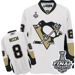 Men's Reebok Pittsburgh Penguins 8 Mark Recchi Authentic White Away 2016 Stanley Cup Final Bound NHL Jersey
