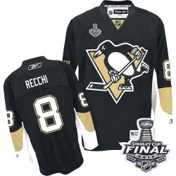 Men's Reebok Pittsburgh Penguins 8 Mark Recchi Premier Black Home 2016 Stanley Cup Final Bound NHL Jersey